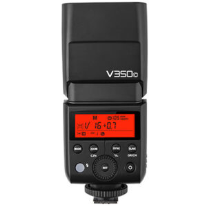 Flash Godox V350C para cámaras Canon con pantalla LCD y batería de litio recargable