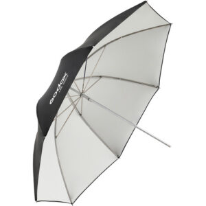 sombrilla difusor blanco Godox UBL-085W de 85 cm con 8 varillas, ideal para retrato y luz de relleno.