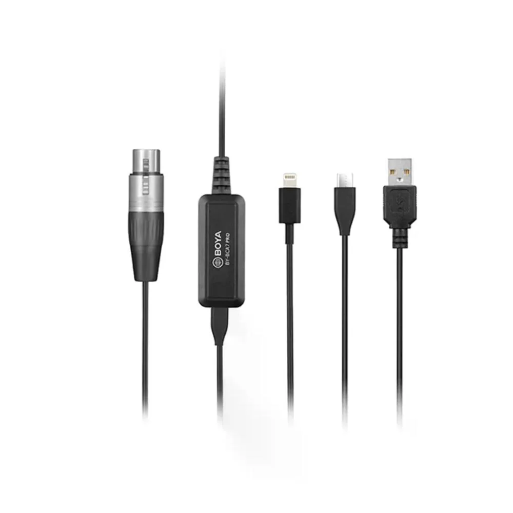 Boya BY-BCA7 PRO Cable Con Preamplificador XLR a Usb / Usb C / Lightning