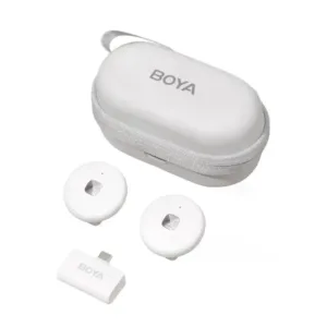 Boya Omic-U White Micrófono doble inalámbrico Caja Carga USB-C