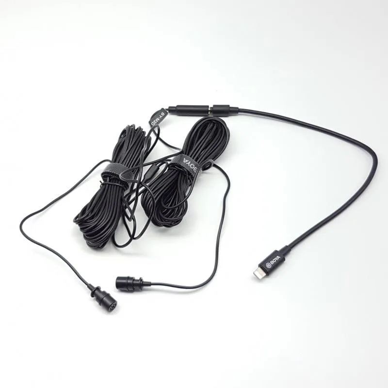 Boya BY-M2D Doble micrófono lavalier para Iphone con conector lightning