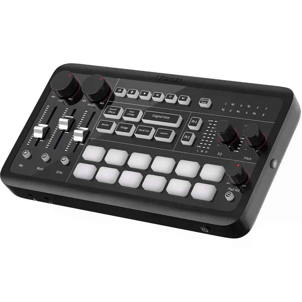 Ulanzi AX01 UCaster Live Tarjeta de Sonido Para Podcast y Streaming Con Batería Recargable